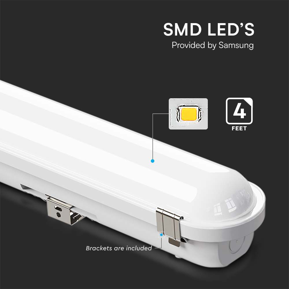 V-TAC VT-41004 LED Batten Fitting Series - 20W/25W/30W - Multiple Sizes Available - With Sensor & Emergency Options - Commercial Non Corrosive Tube Light