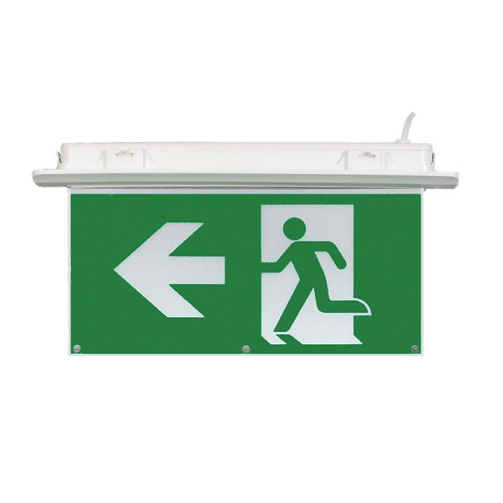 3W Recessed LED Emergency Exit Sign Light 3hr Maintained Non Maintained 6000K