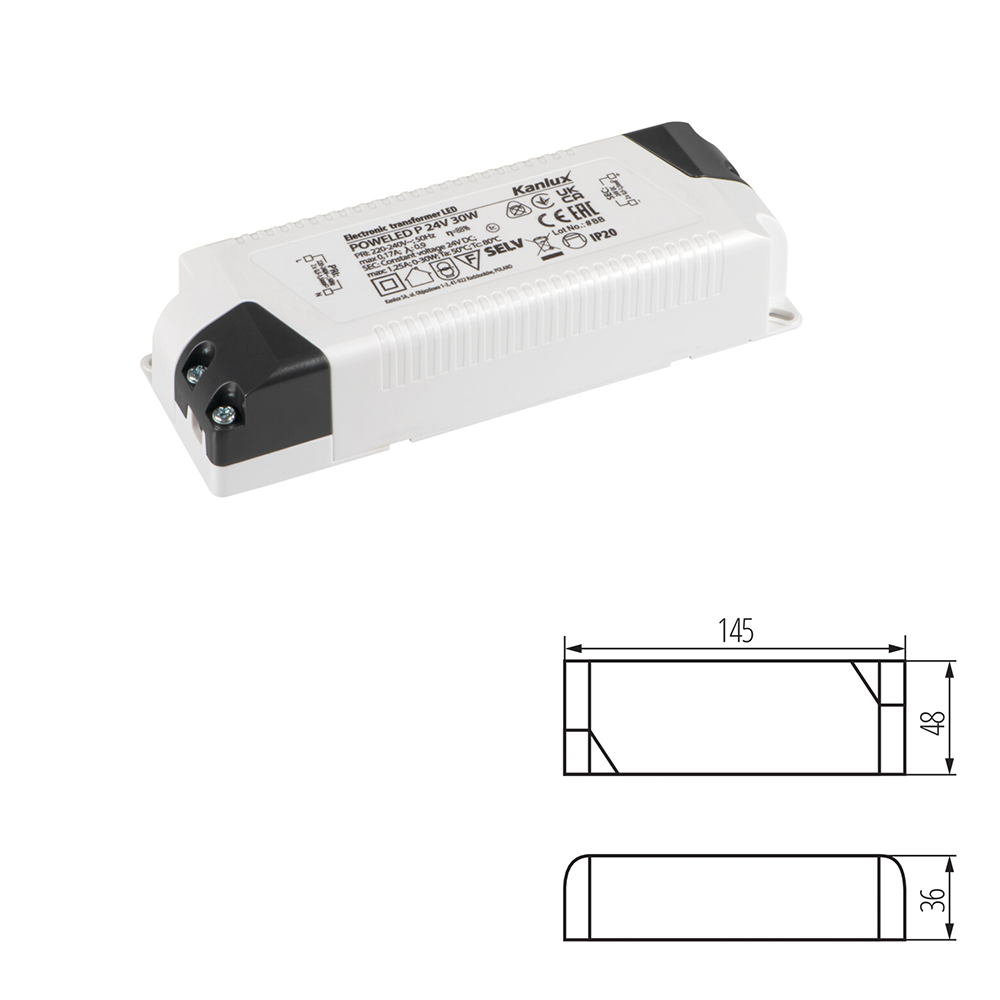 Kanlux POWELED LED Electronic Transformer Driver 24V DC Indoor Power Supply Strip 240V AC to DC 30W/60W/100W/150W/200W