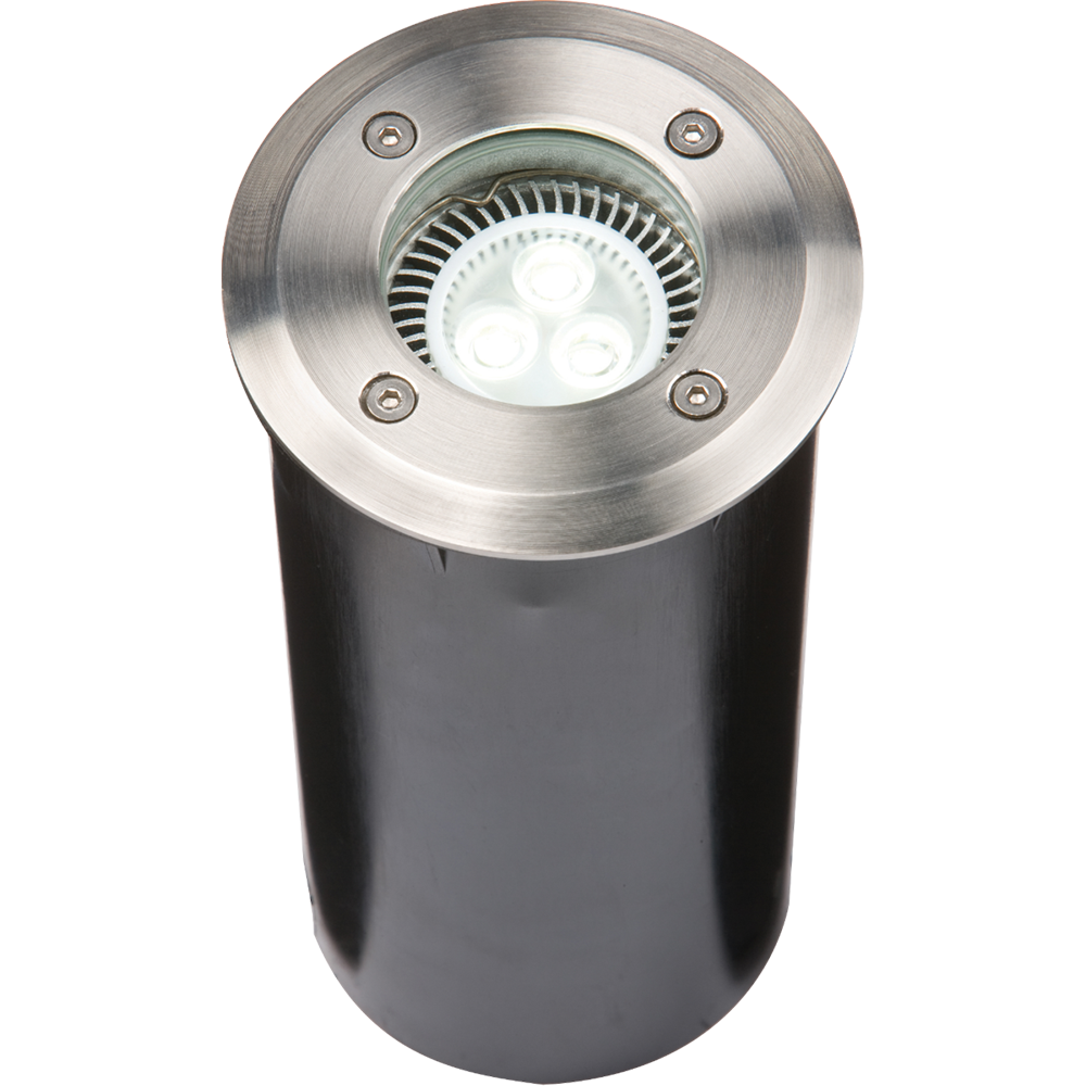 Knightsbridge IP65 230V GU10 Round Stainless Steel Walkover Ground Light Half Lip Cover