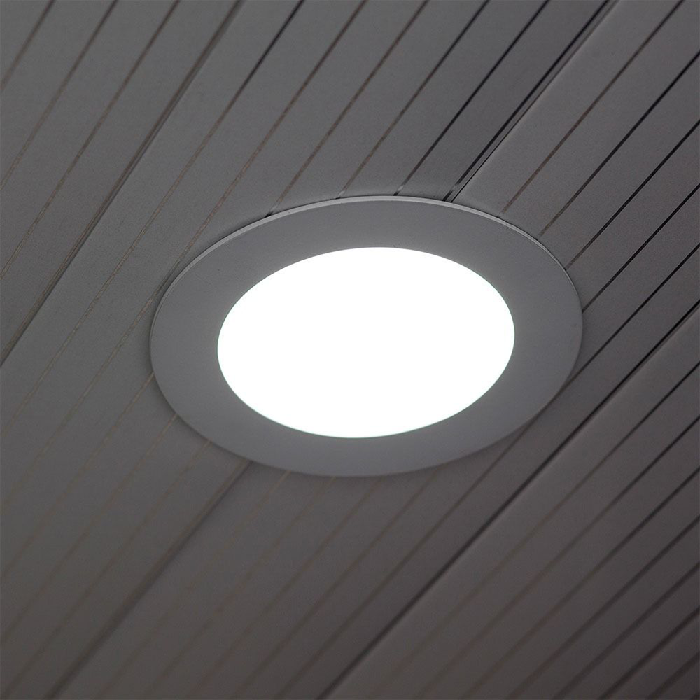 V-TAC VT-307 3W Round Recessed Flat LED Ceiling Slim Panel Spot Down Light 6400K Cool Daylight White IP20  Indoor Lighting