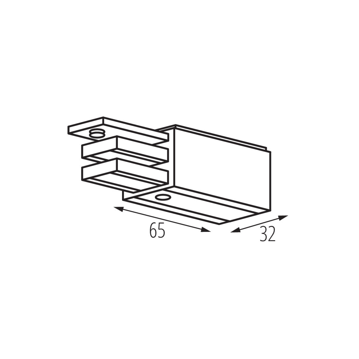 Kanlux TEAR N PCON R Power Feed Connector for 3 Circuit Track Rail System - Right Plug Connection