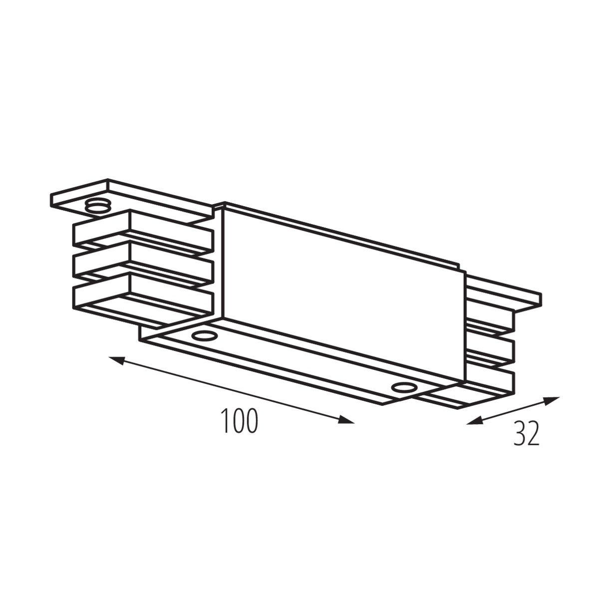 Kanlux TEAR N CON-I Inline I Type Straight Internal Power Connector for 3C 3 Circuit Track Length