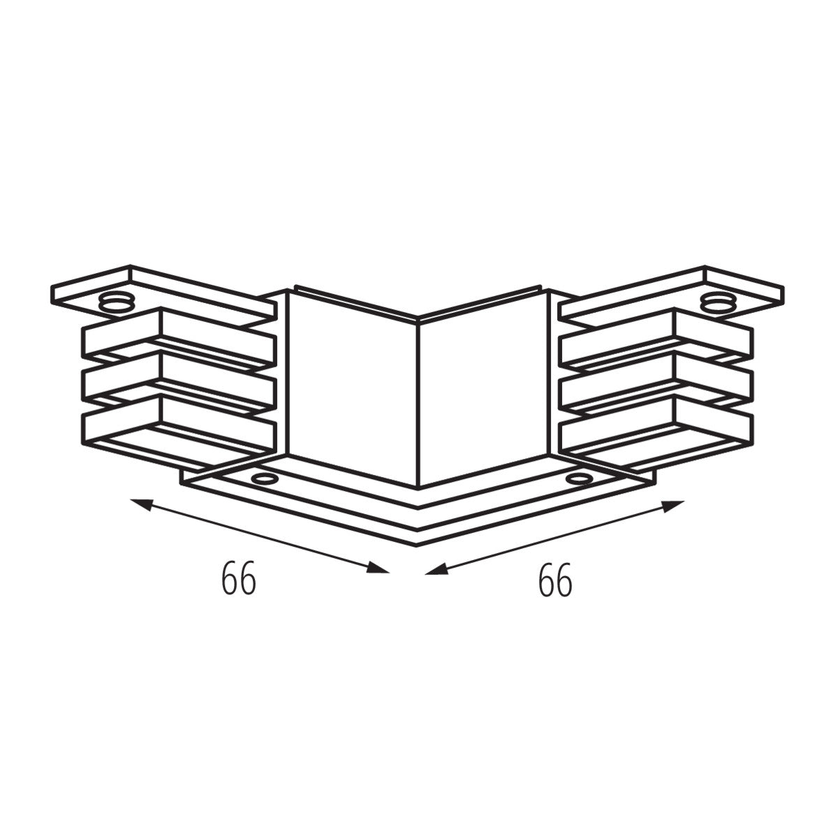 Kanlux TEAR N CON-L RL L Shape Angle Power Right & Left 3C 3 Circuit Track Rail Connector