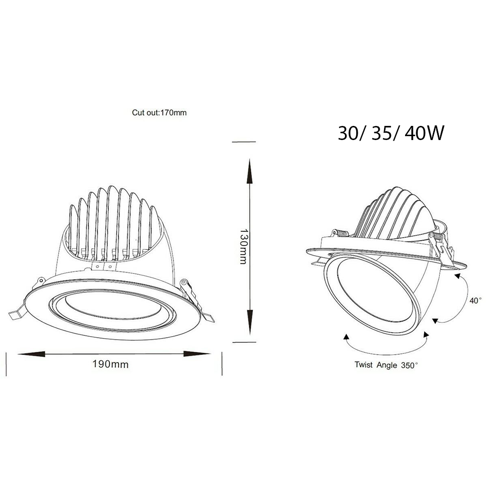 Knightbridges SARA LED Downlight Recessed Tri-Wattage & CCT Scoop Light