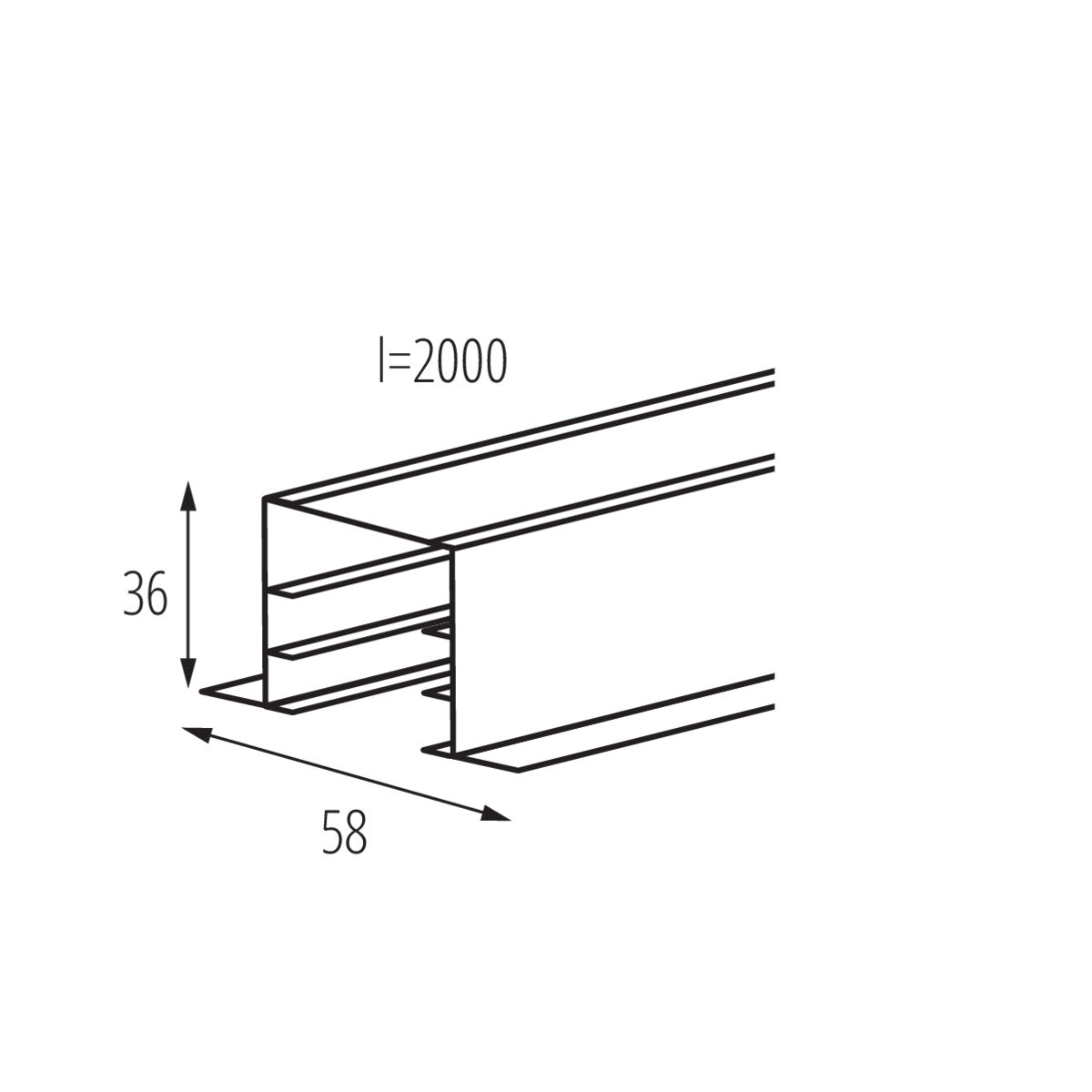 Kanlux TEAR N R-TR 2M Recessed Ceiling Mounted 3C 3 Circuit Track Rail Length