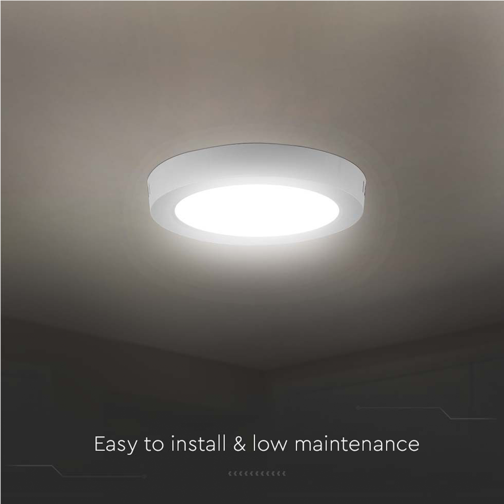 V-TAC Backlit LED Ceiling Surface Mounted Round Light Mini Panel - 3000K, 4000K, 6500K - Multi Wattage Options Available