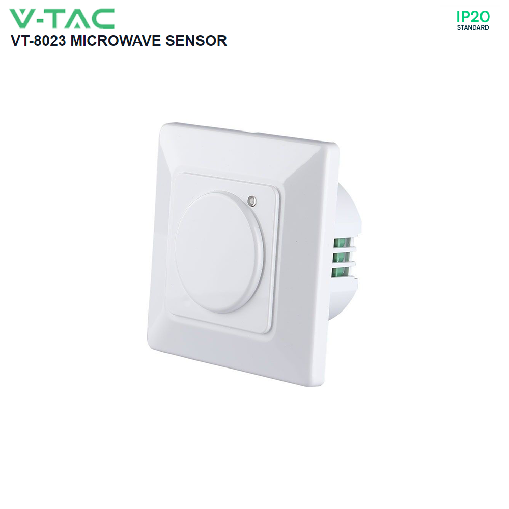 V-TAC VT-8023 360° Adjustable Microwave Motion Detection Sensor Switch for LED Lighting - Indoor Max 300W Load