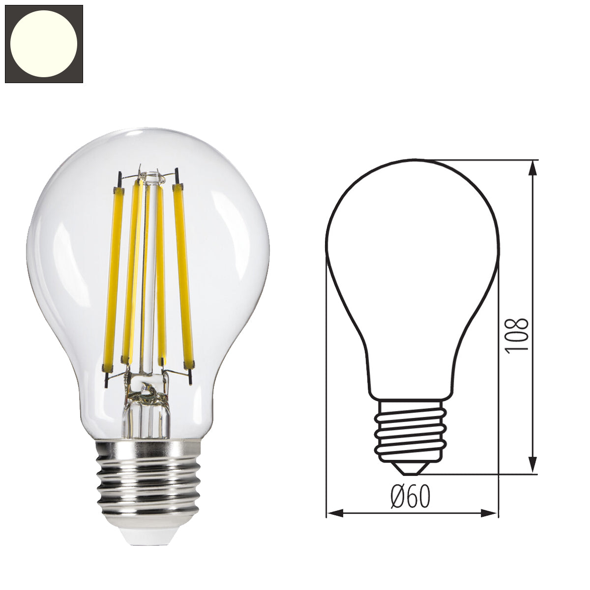 Kanlux XLED EX A60 GLS E27 LED Filament Light Bulb - 4W Warm Neutral White - 840 Lumens