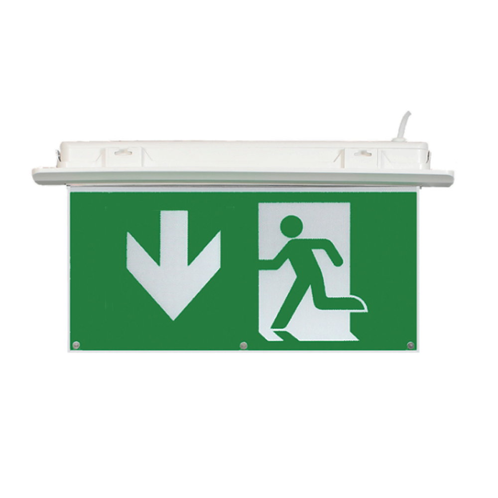 3W Recessed LED Emergency Exit Sign Light 3hr Maintained Non Maintained 6000K