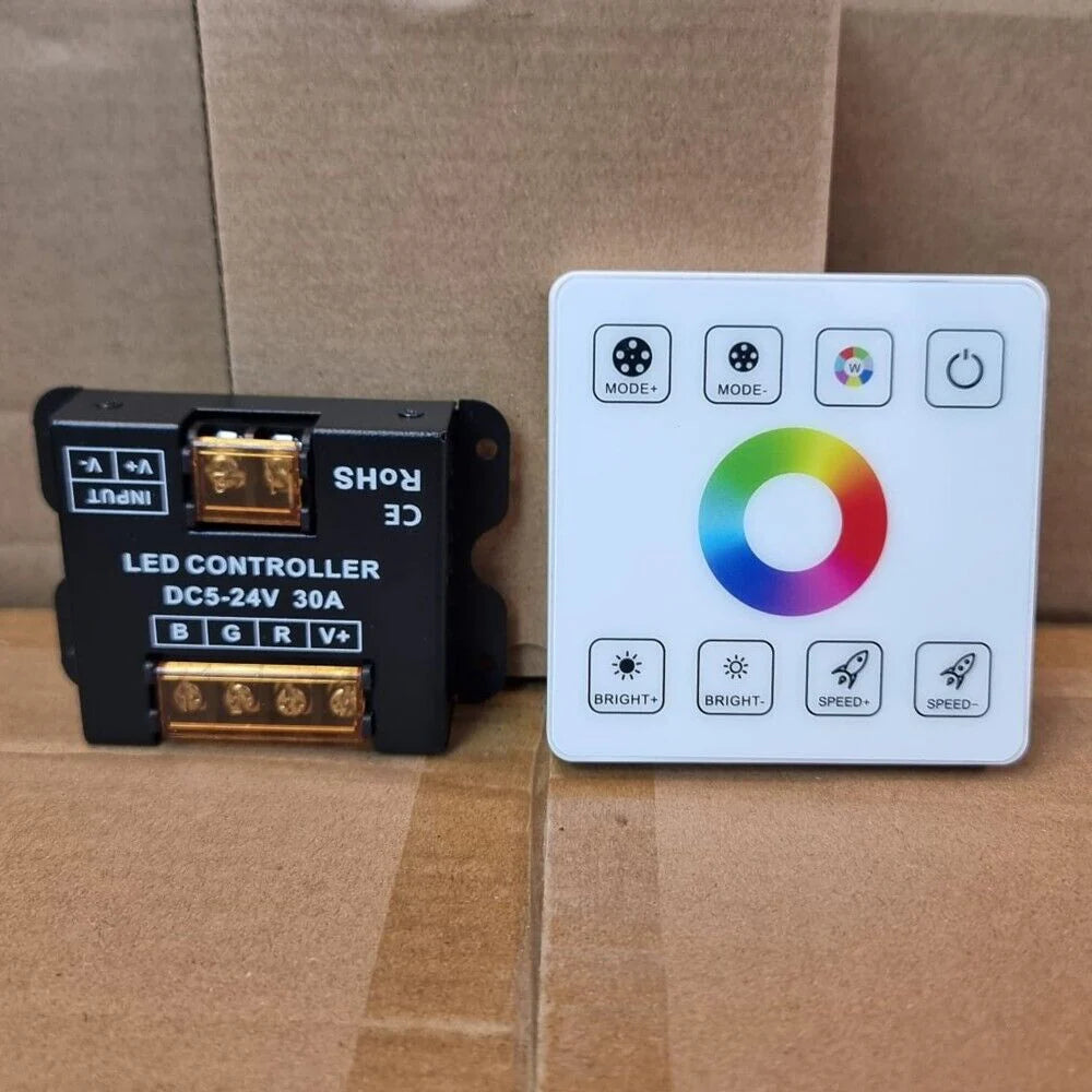 Wireless RF Wall Mounted LED Wall Controller, Smart Touch Panel with RGB Dimmer Controller, LED Controller for DC 5-24V 3528 2835 5050 RGB LED Strips, Sensitive Touching