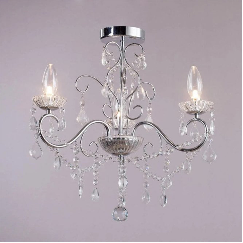 FORUM VELA 3LT Chandelier Ceiling Mounted Chrome Clear Cut Glass Dressings  G9 Base-IP44