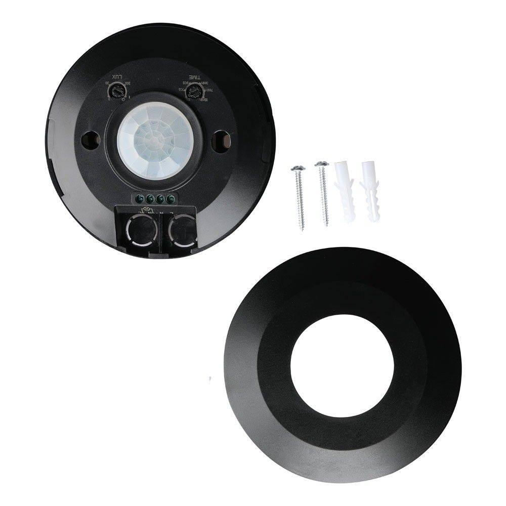 V-TAC VT-8027 180° PIR Infrared Adjustable Motion Detector Surface Mounted Ceiling Sensor, 1000W LED load IP20 Indoor/Outdoor, Black & White Options