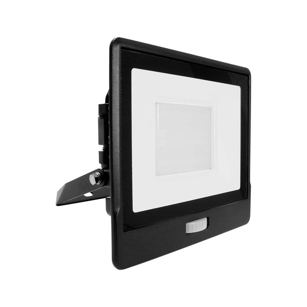 V-TAC VT-158S-1 PIR Motion Sensor Floodlight – IP65 Waterproof Outdoor LED with Samsung Chip - 1m Flex, Multi Wattage & Colour Option, Black Body