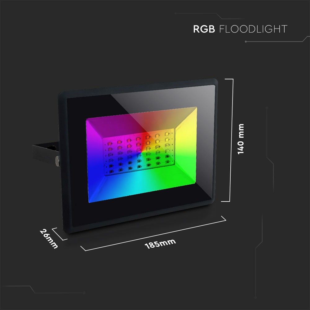 V-TAC RGB RF IP65 Outdoor LED Floodlights – 30W & 50W – Dimmable via Remote Control