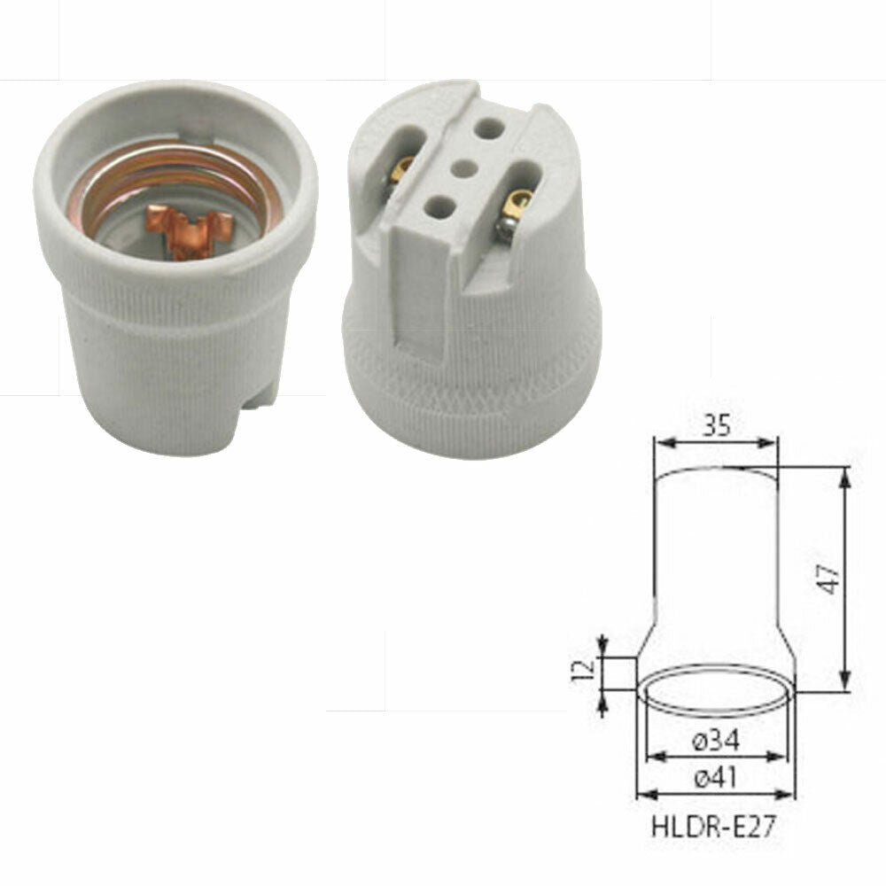 E27 Ceramic Light Bulb Lamp Holder Base Cap Socket Edison Screw Porcelain Heat 4A