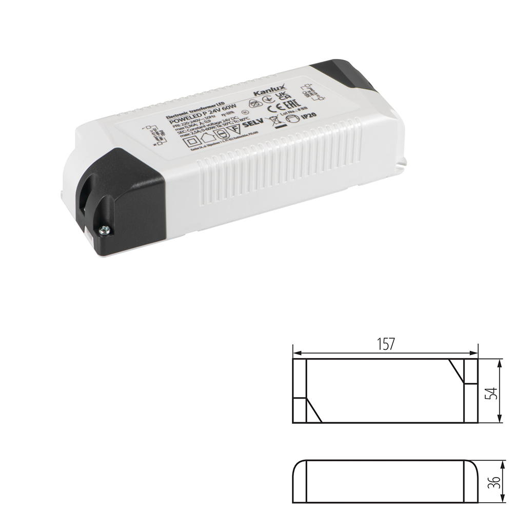 Kanlux POWELED LED Electronic Transformer Driver 24V DC Indoor Power Supply Strip 240V AC to DC 30W/60W/100W/150W/200W