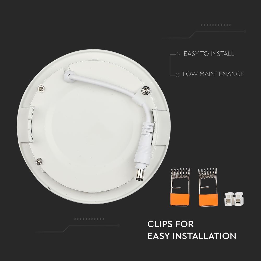 V-TAC VT-307 3W Round Recessed Flat LED Ceiling Slim Panel Spot Down Light 6400K Cool Daylight White IP20  Indoor Lighting