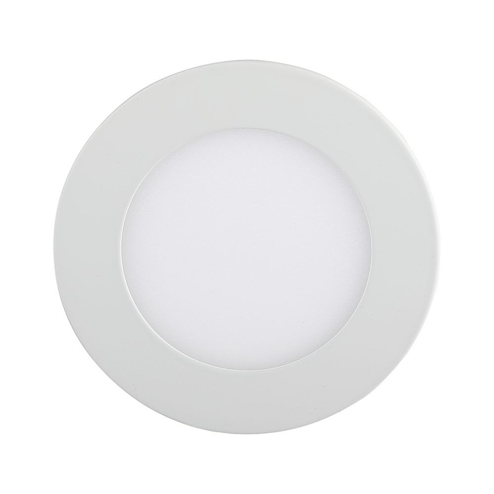 V-TAC VT-307 3W Round Recessed Flat LED Ceiling Slim Panel Spot Down Light 6400K Cool Daylight White IP20  Indoor Lighting