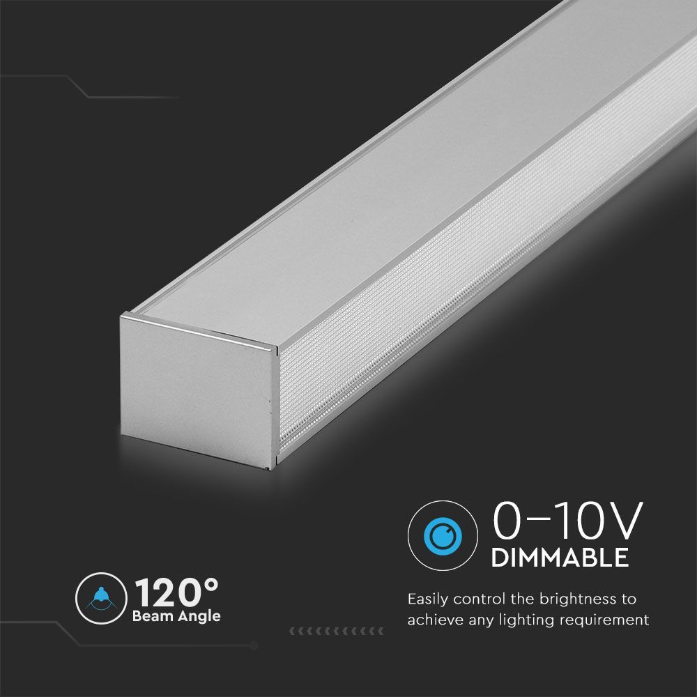 V-TAC 40W LED Linear Hanging Suspension Light - Samsung Chip - 4000K - Silver Body - Dimmable - Florescent Batten Replacement