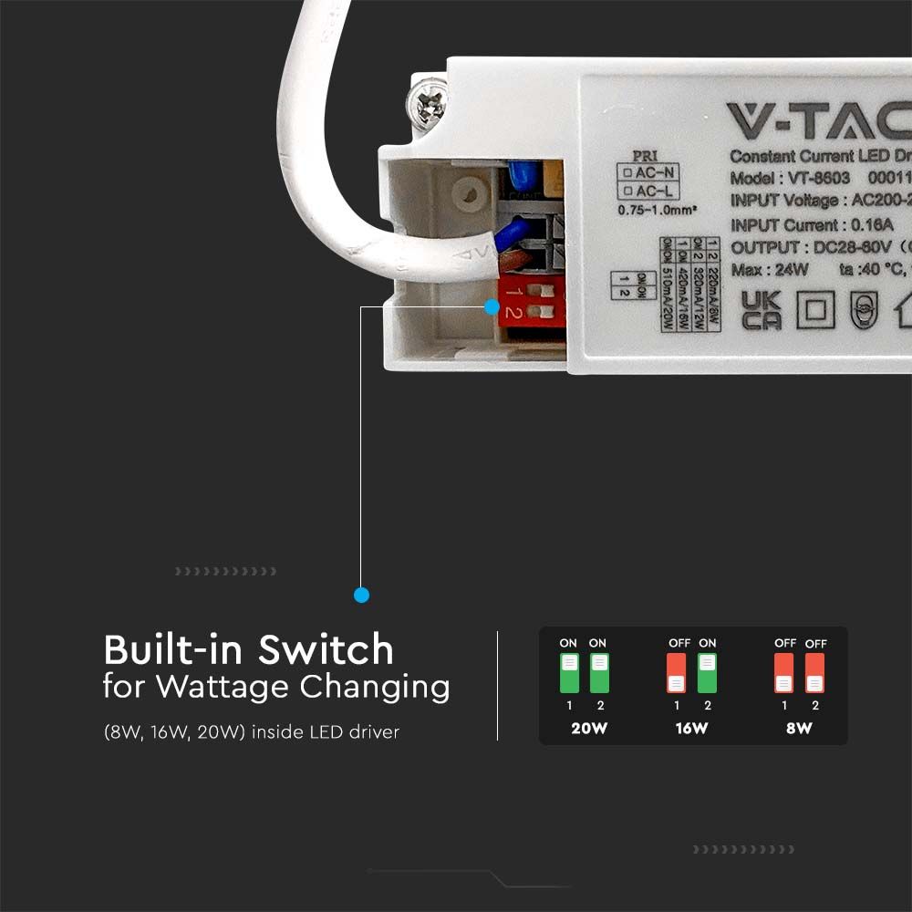 V-TAC LED 3 in 1 CCT Dome Lights with Samsung Chip - Emergency & Sensor Options Available