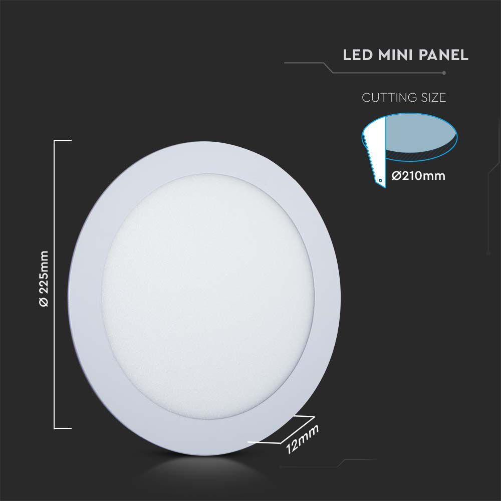 V-TAC LED Recessed 3-in-1 CCT Switchable Mini Panel 3W to 24W - with Colour Temperature Options - Round Design - Non-Dimmable Driver Included