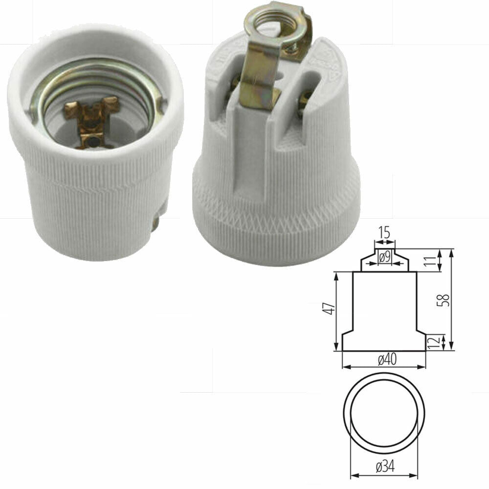 E27 Ceramic Light Bulb Lamp Holder Base Cap Socket Edison Screw Porcelain Heat 4A