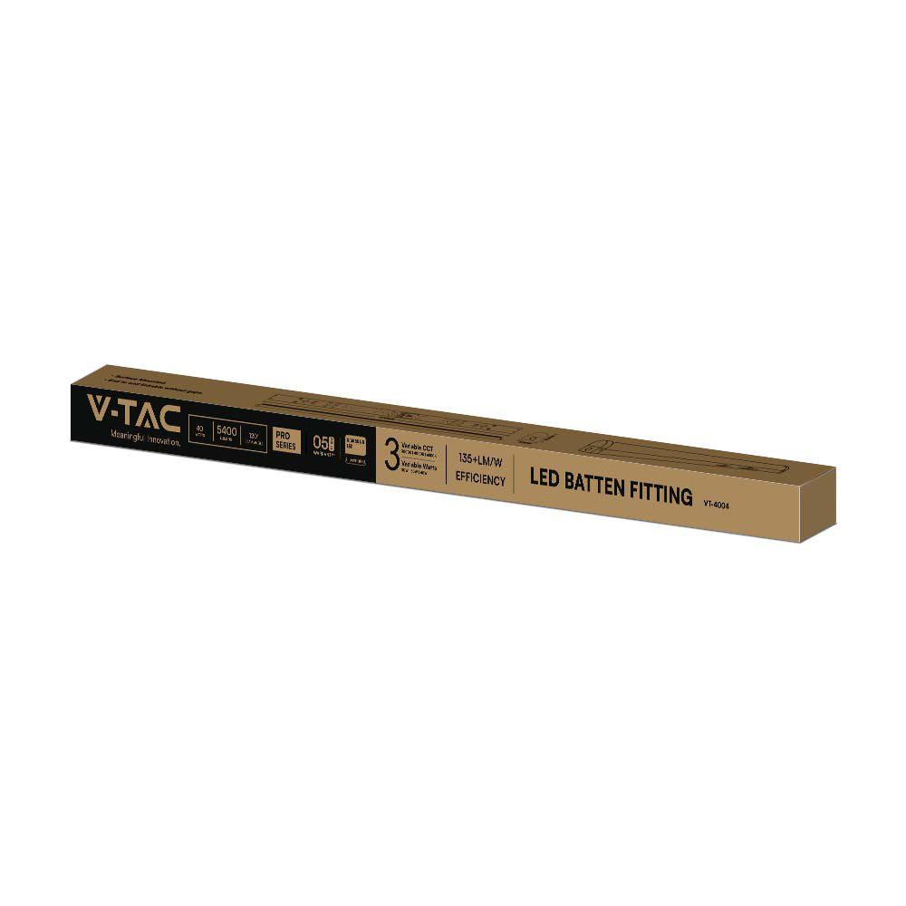 V-TAC VT-4004  LED Batten Fitting Samsung Chip - CCT 3-in-1 - 135lm/W - Sensor & Emergency Battery Options- Multi Wattage