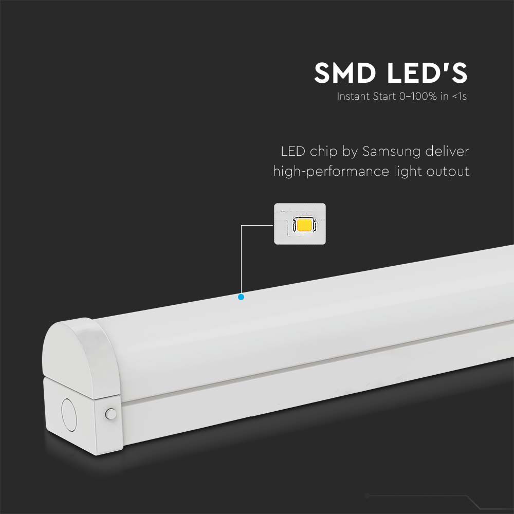 V-TAC VT-4004  LED Batten Fitting Samsung Chip - CCT 3-in-1 - 135lm/W - Sensor & Emergency Battery Options- Multi Wattage