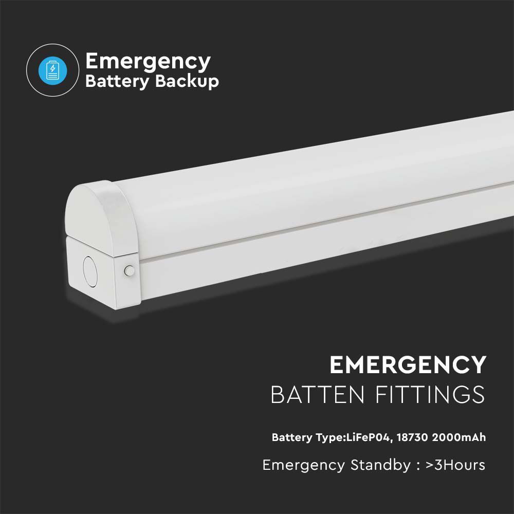 V-TAC VT-4004  LED Batten Fitting Samsung Chip - CCT 3-in-1 - 135lm/W - Sensor & Emergency Battery Options- Multi Wattage