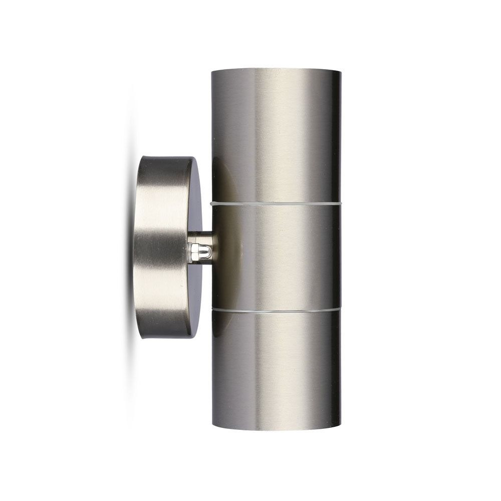 V-TAC VT-7622 IP44 2-Way GU10 Up-Down Wall Fitting Light - Stainless Steel, Max 70W