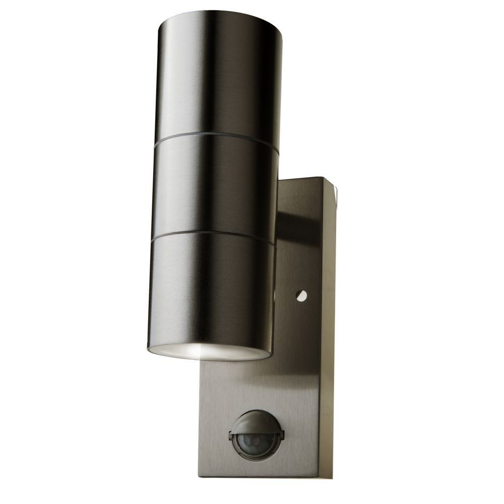 V-TAC VT-7622 PIR Motion Sensor IP44 Waterproof Outdoor 2-Way GU10 Stainless Steel Wall Fitting light, Max 70W