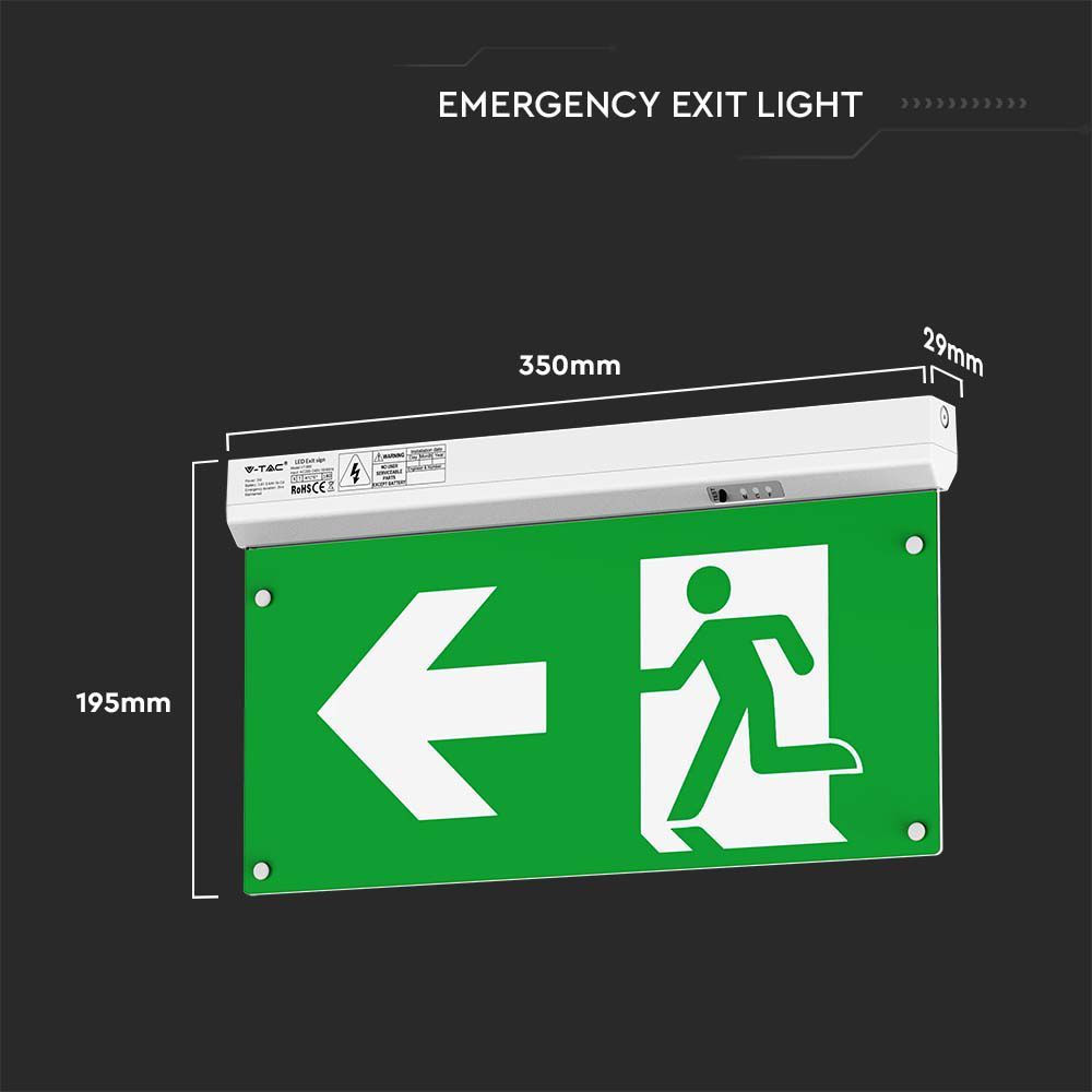 V-Tac VT-995 4-in-1 Emergency Exit Light with Self-Test Button – RF Control – 6000K