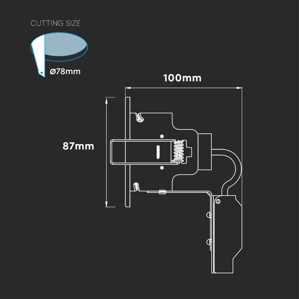 V-Tac GU10 LED Downlight  Fire Rated VT-703CL Tilt Canless  Spotlight - IP20 - Available in Satin Nickel, Chrome, Black, & White