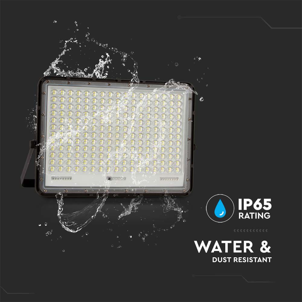 V-TAC VT IP65 Fast Charge Solar LED Floodlight With Smart IR Remote – Waterproof & Multi Wattage - Black Body