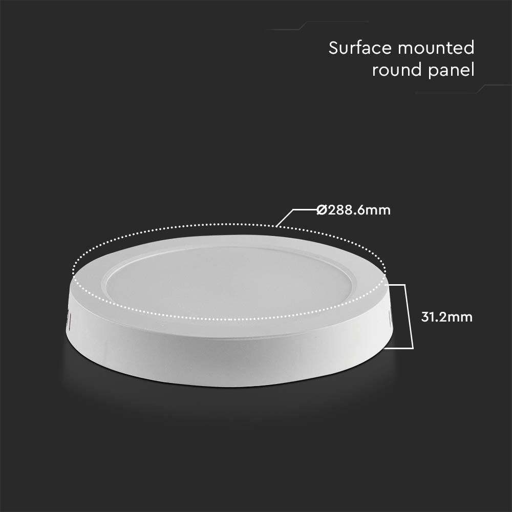 V-TAC Backlit LED Ceiling Surface Mounted Round Light Mini Panel - 3000K, 4000K, 6500K - Multi Wattage Options Available