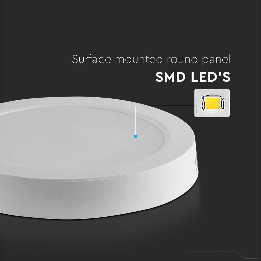 V-TAC Backlit LED Ceiling Surface Mounted Round Light Mini Panel - 3000K, 4000K, 6500K - Multi Wattage Options Available