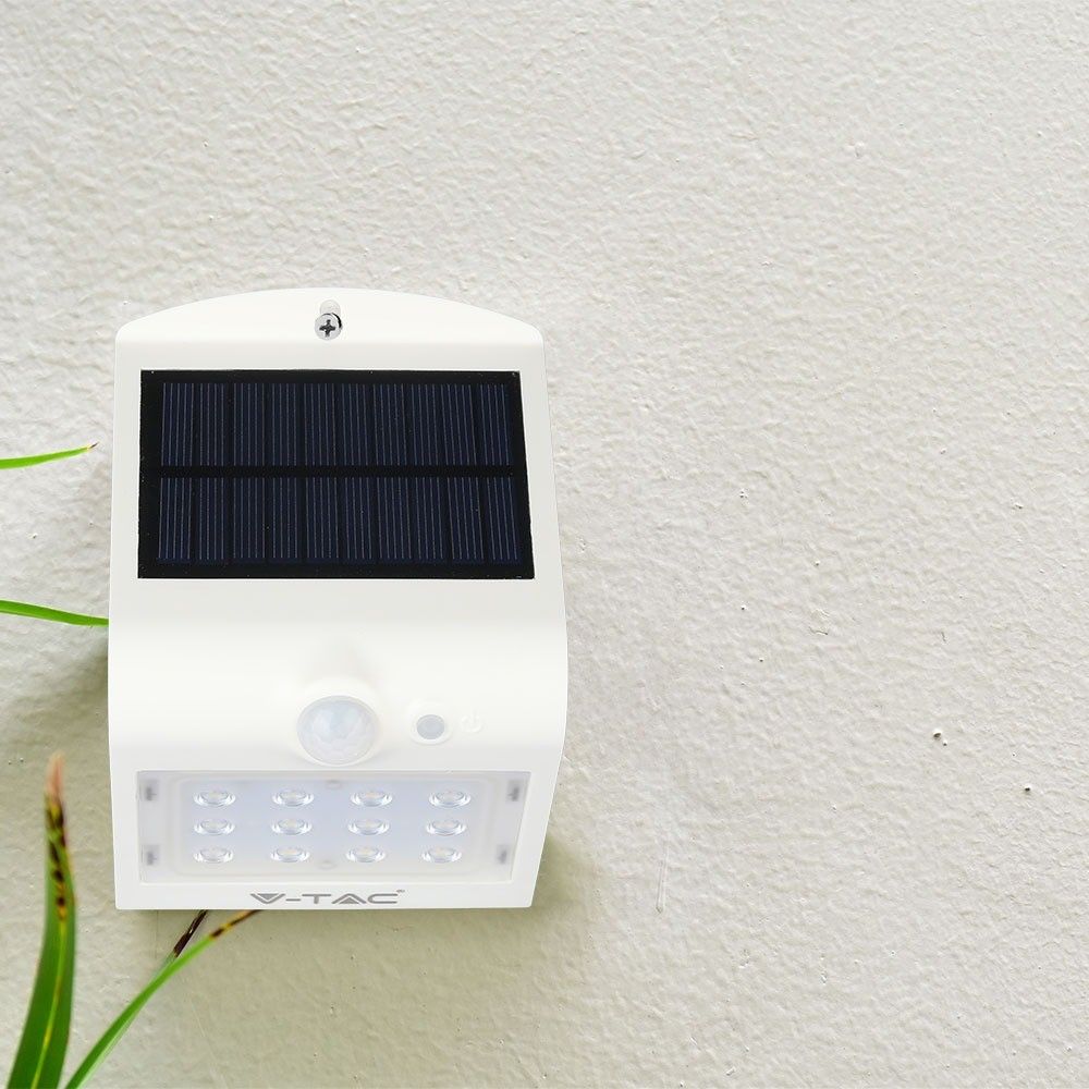 V-TAC VT-767-2  IP65 1.5W LED Outdoor Solar Wall Light - 4000K - White + Black Body Options