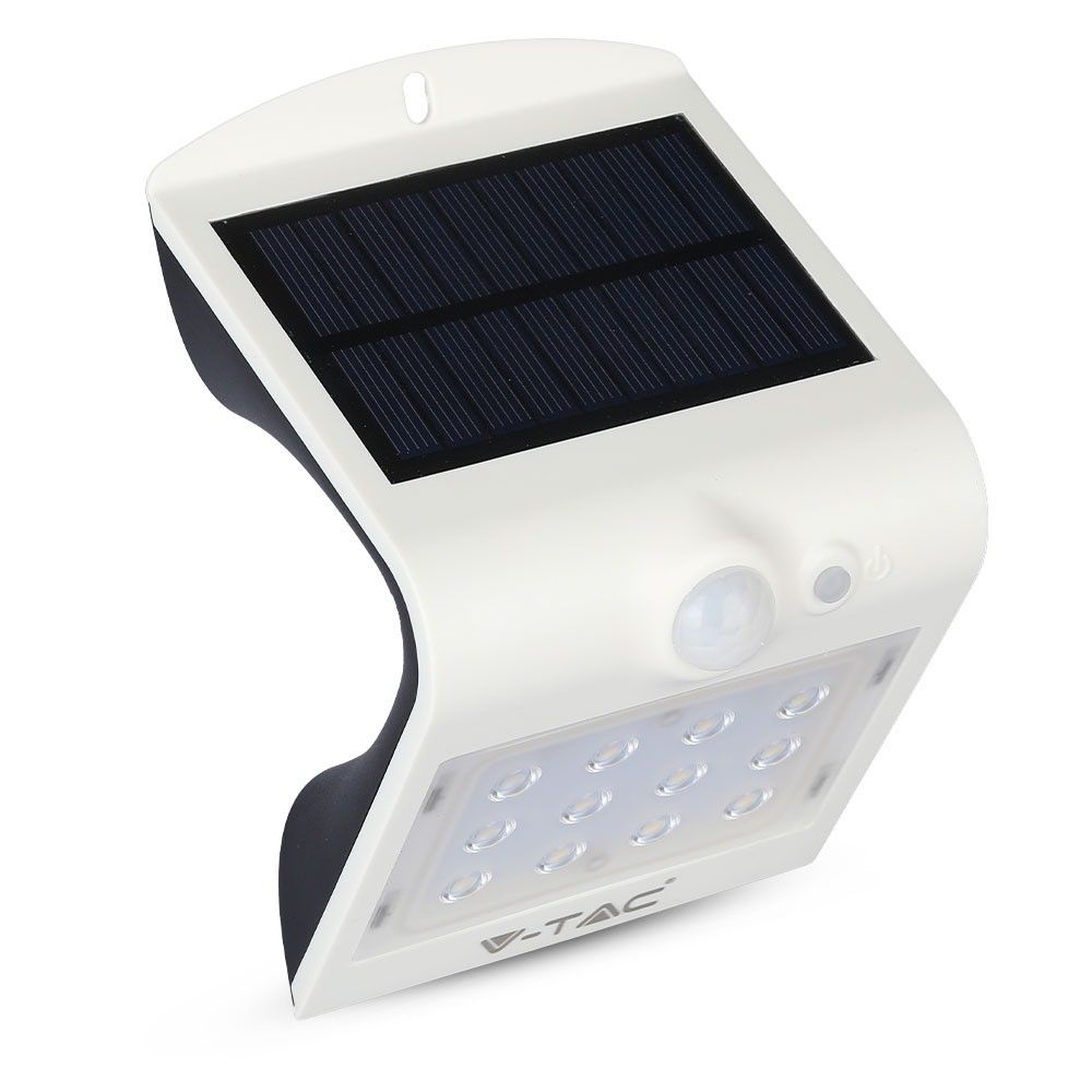 V-TAC VT-767-2  IP65 1.5W LED Outdoor Solar Wall Light - 4000K - White + Black Body Options