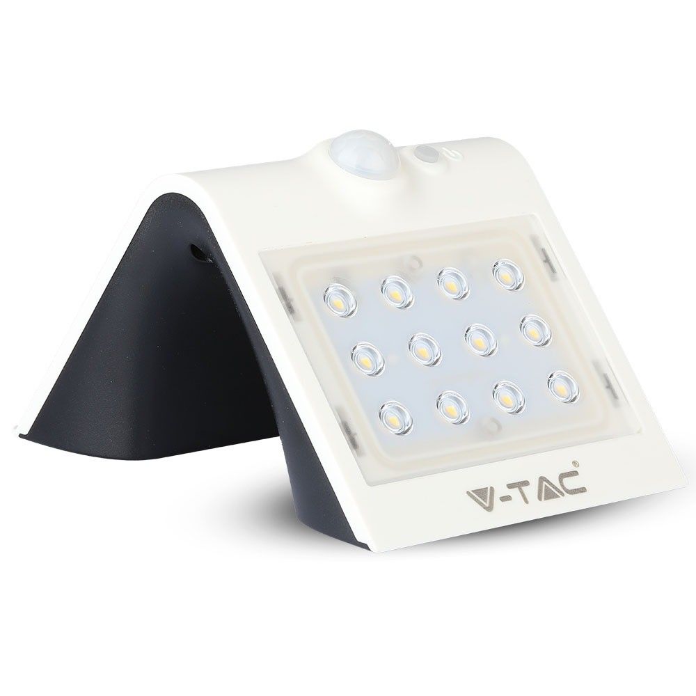 V-TAC VT-767-2  IP65 1.5W LED Outdoor Solar Wall Light - 4000K - White + Black Body Options