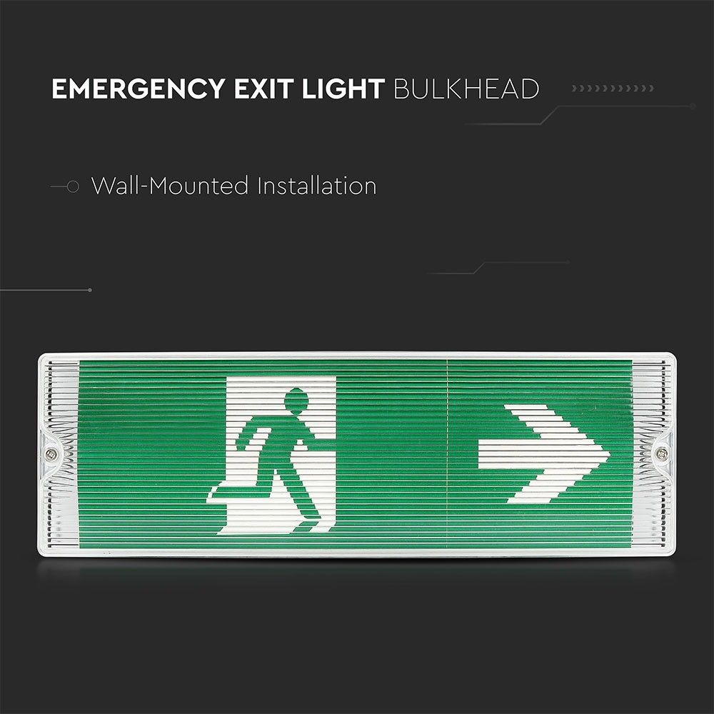 V-TAC VT-533 3W LED Emergency Bulkhead Light - 6400K  Colour Temperature - IP65- 3hr Backup