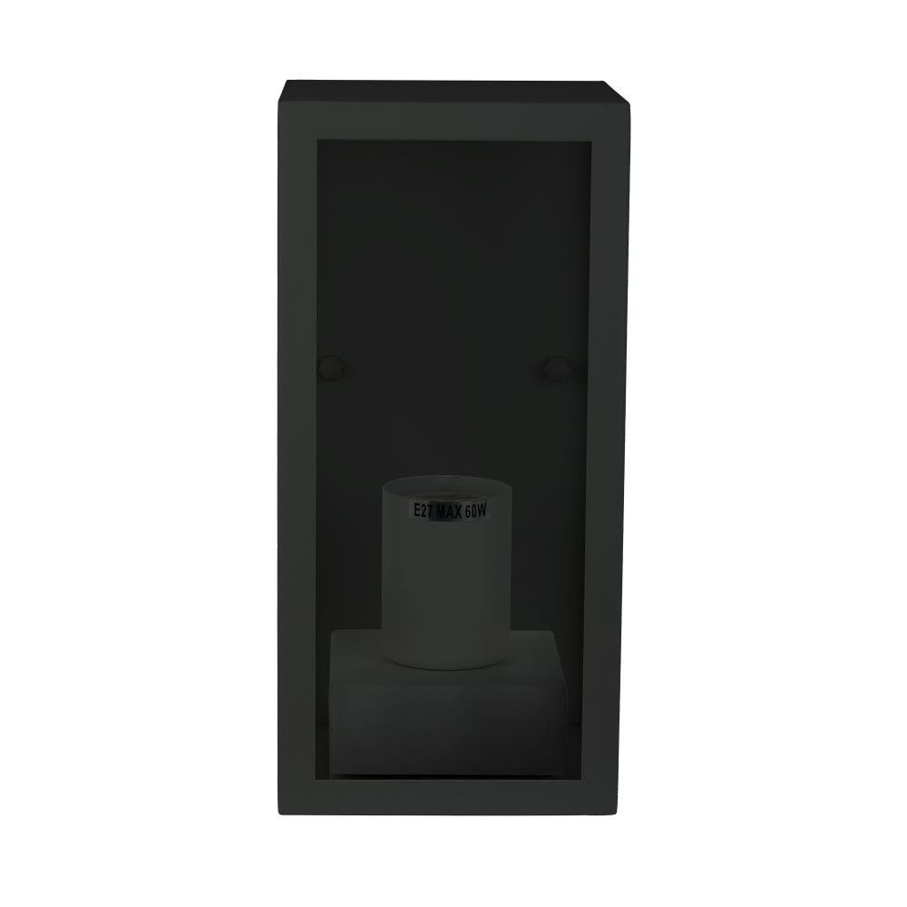 V-TAC VT-837 IP44 Weatherproof Outdoor Garden Wall Light - Matt Black, Clear Glass, Max 60W, Non-Dimmable