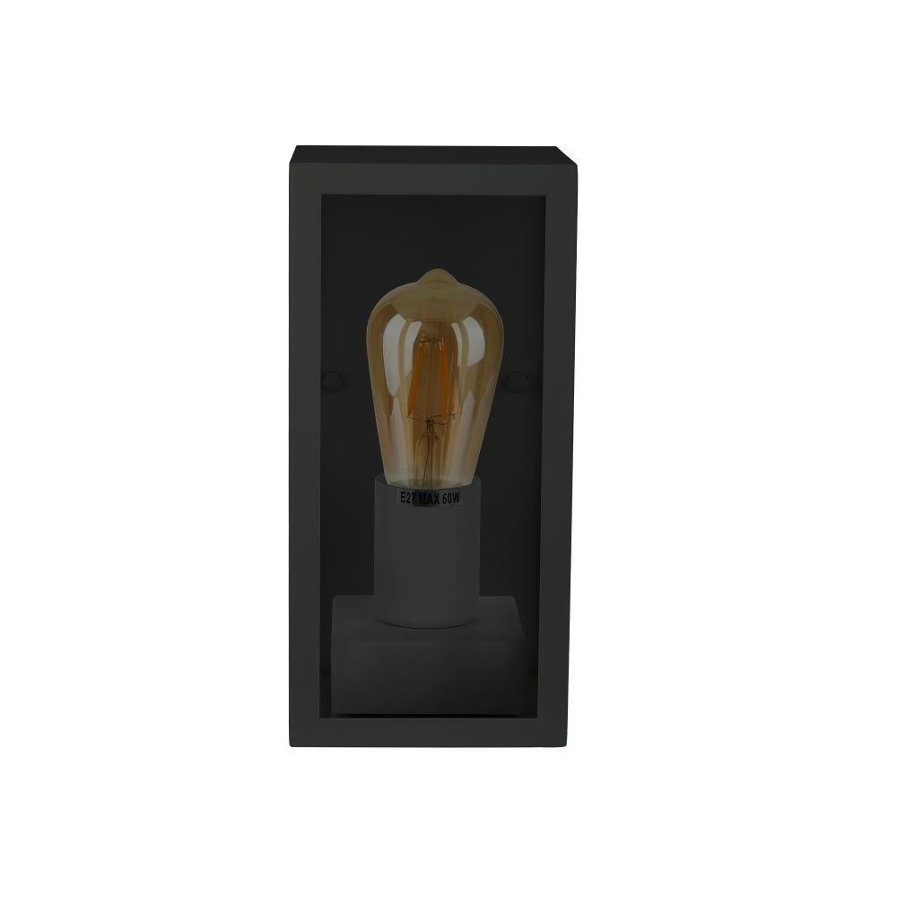 V-TAC VT-837 IP44 Weatherproof Outdoor Garden Wall Light - Matt Black, Clear Glass, Max 60W, Non-Dimmable