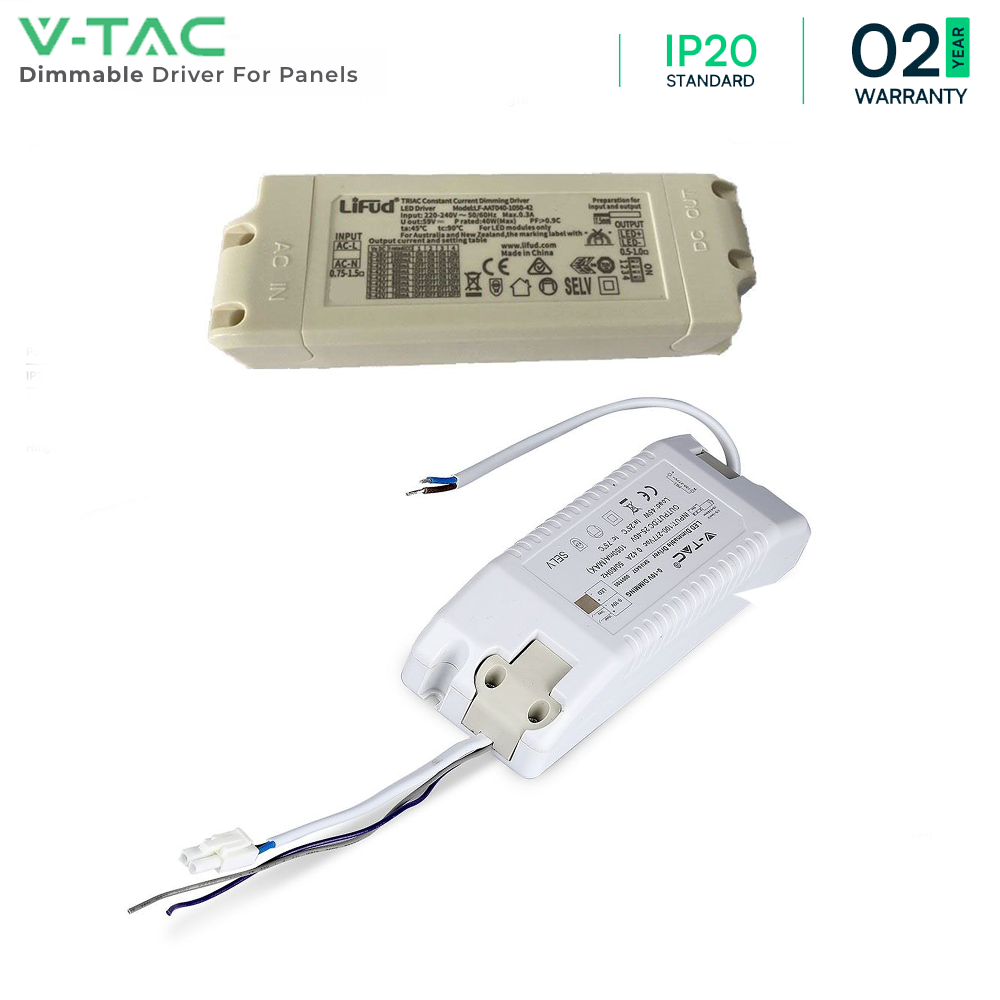 VTAC Dimmable Drivers 40W TRIAC & 45W 0-10V, for LED Panels - IP20