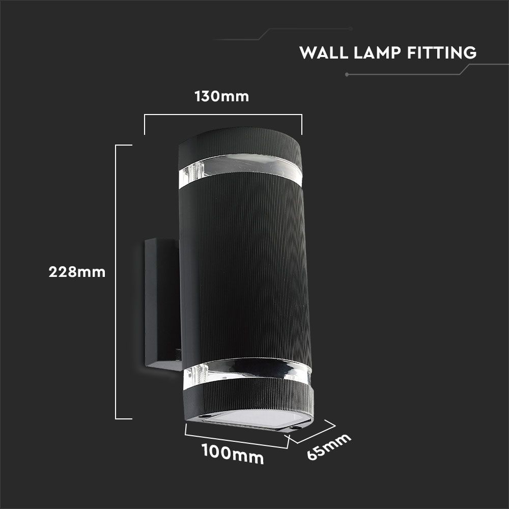 V-TAC IP44 Modern Up-Down E27 LED Wall Light - Black Body, Square/Round