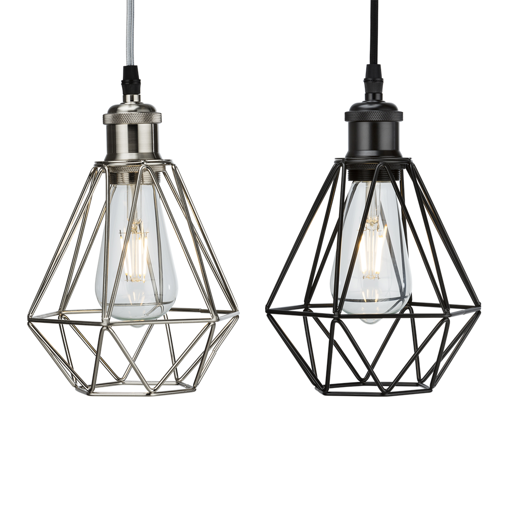 Knightsbridge Diamond Pendant Cage - Available in Brushed Chrome & Matte Black