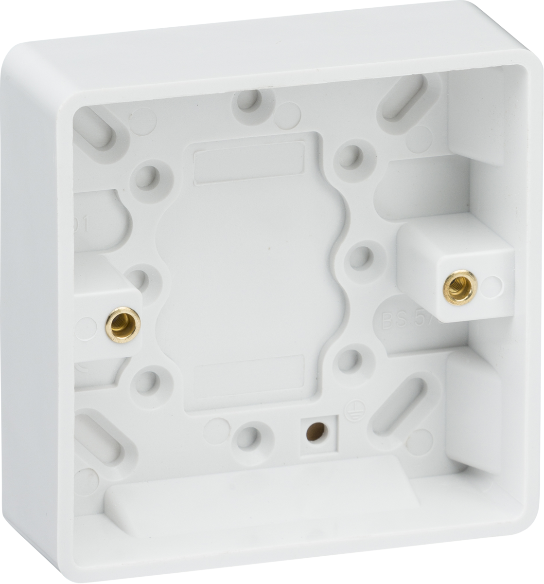 Knightsbridge Curved Edge White Plastic Pattress Boxes - Single & Double - 16mm, 25mm, 35mm, 47mm with Earth Terminal & Cable Strain Relief