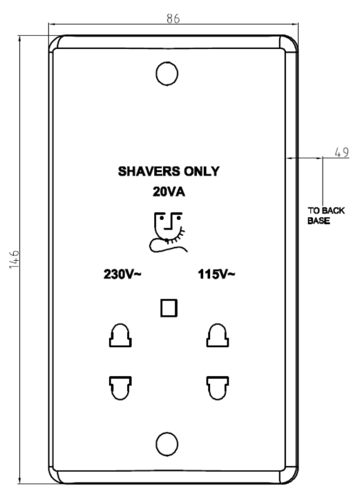 Knightsbridge Curved Edge Dual Voltage Shaver Socket with Neon