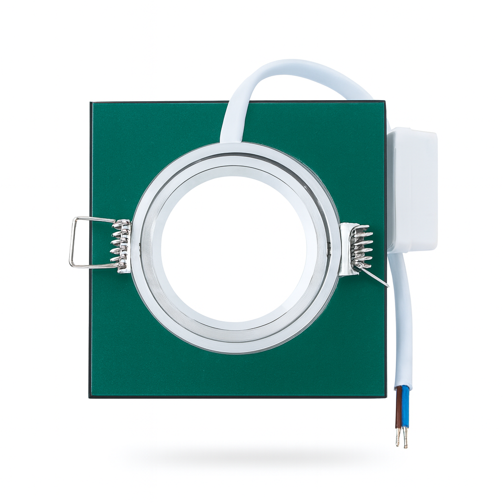 Kanlux SOREN Glass Recessed GU10 Downlight/Spotlight Holder with Decorative LED Halo – Square & Round, 3000K/6500K