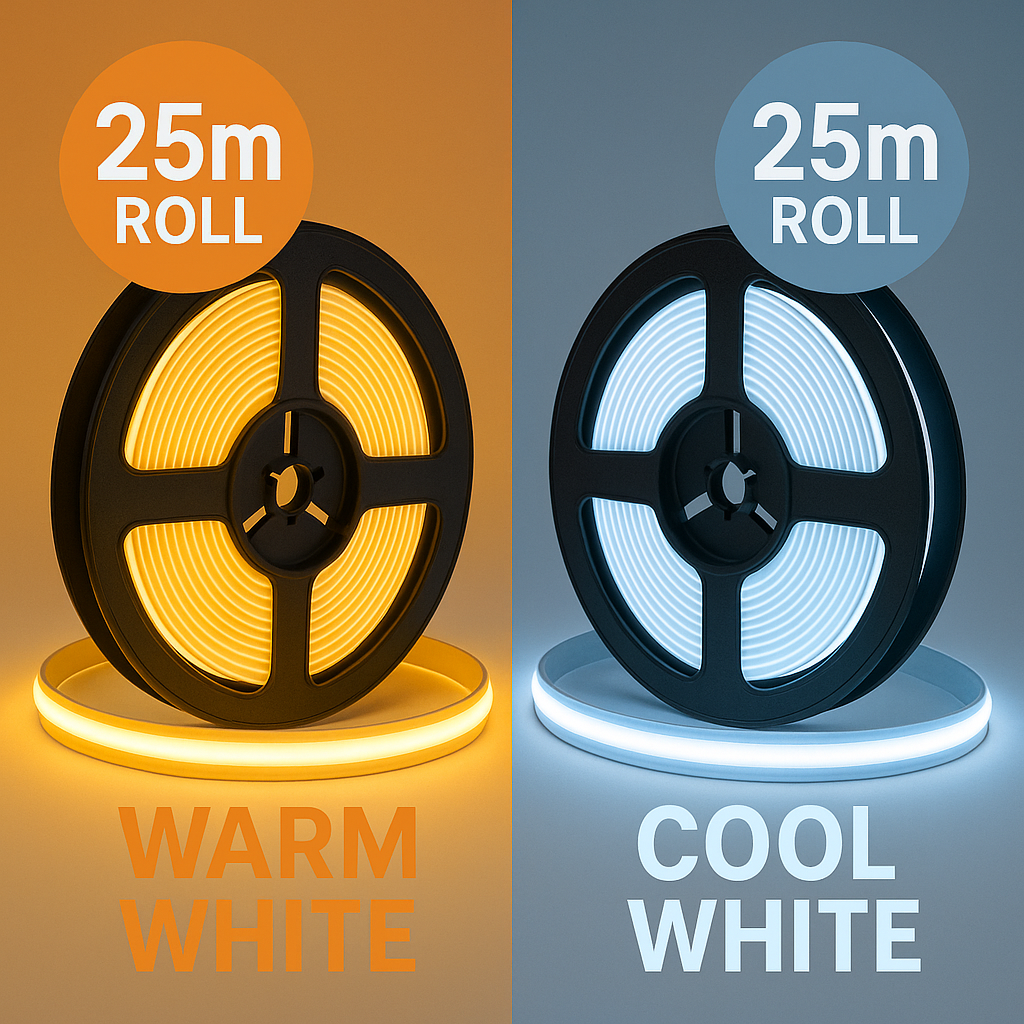 25m Dotless COB LED Strip – DC24V 11W/m IP20 | 3000K & Cool